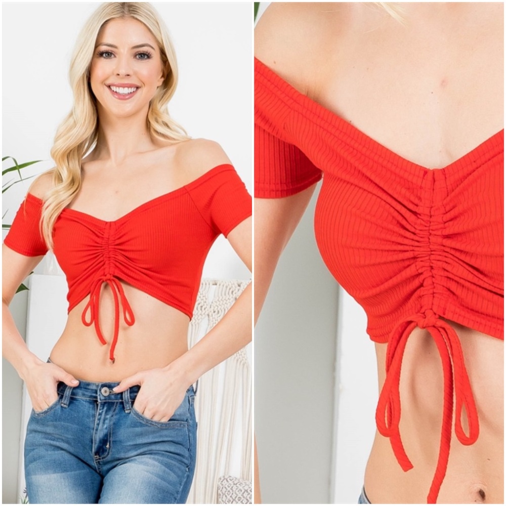 Red Ribbed Crop top